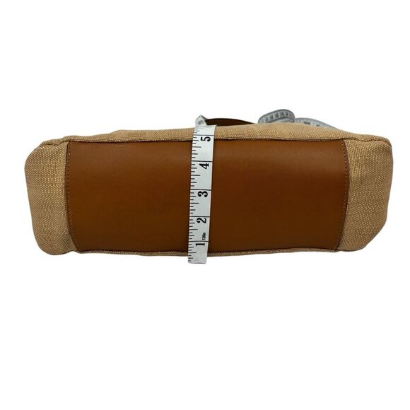 Fossil Carolina Tan Canvas Brown Trim Shoulder Bag - Picture 9 of 10